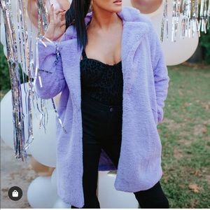 NWT buddy love lilac faux fur jacket large